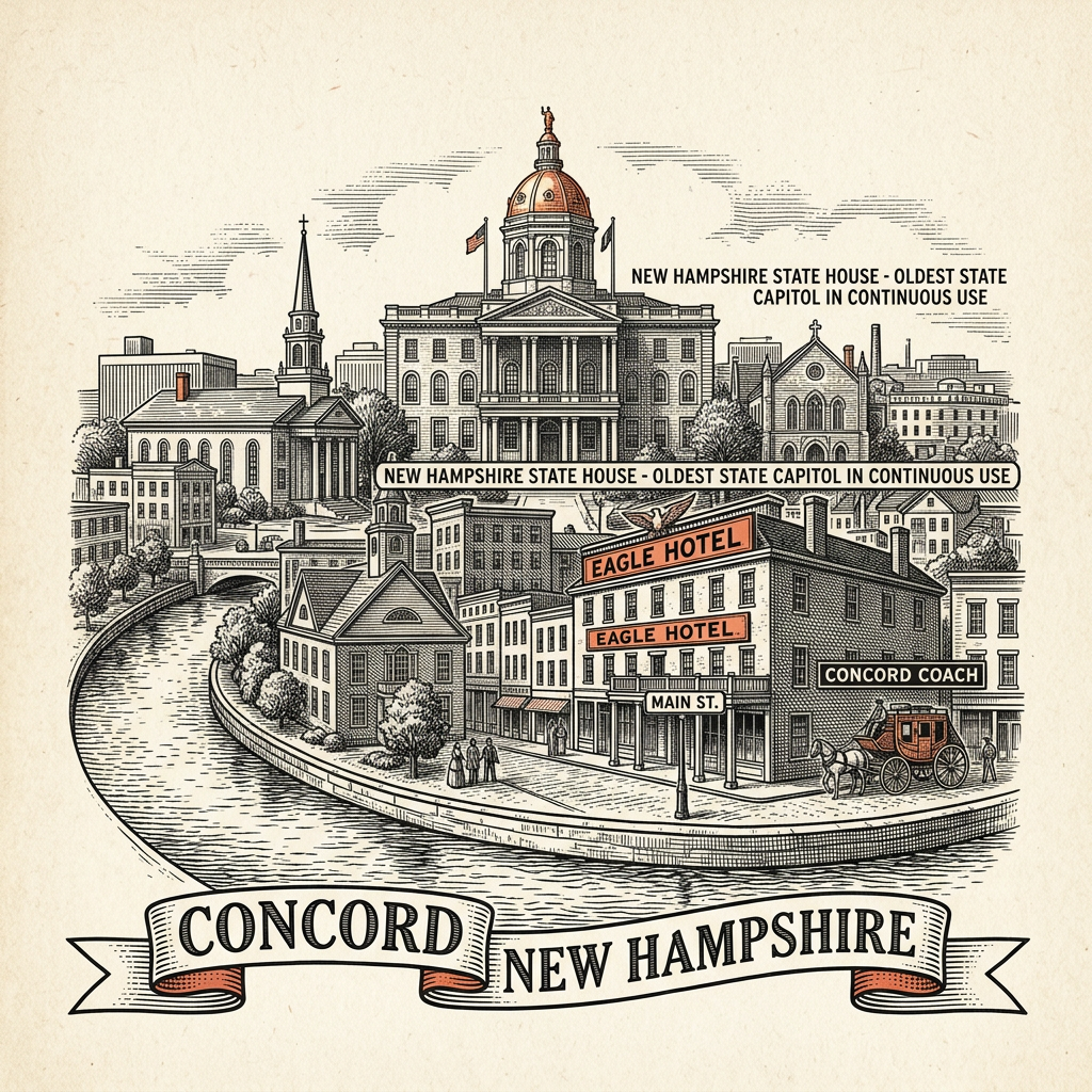 Engraved Concord NH city illustration – Official Translations certified translation services from $29.95 per page