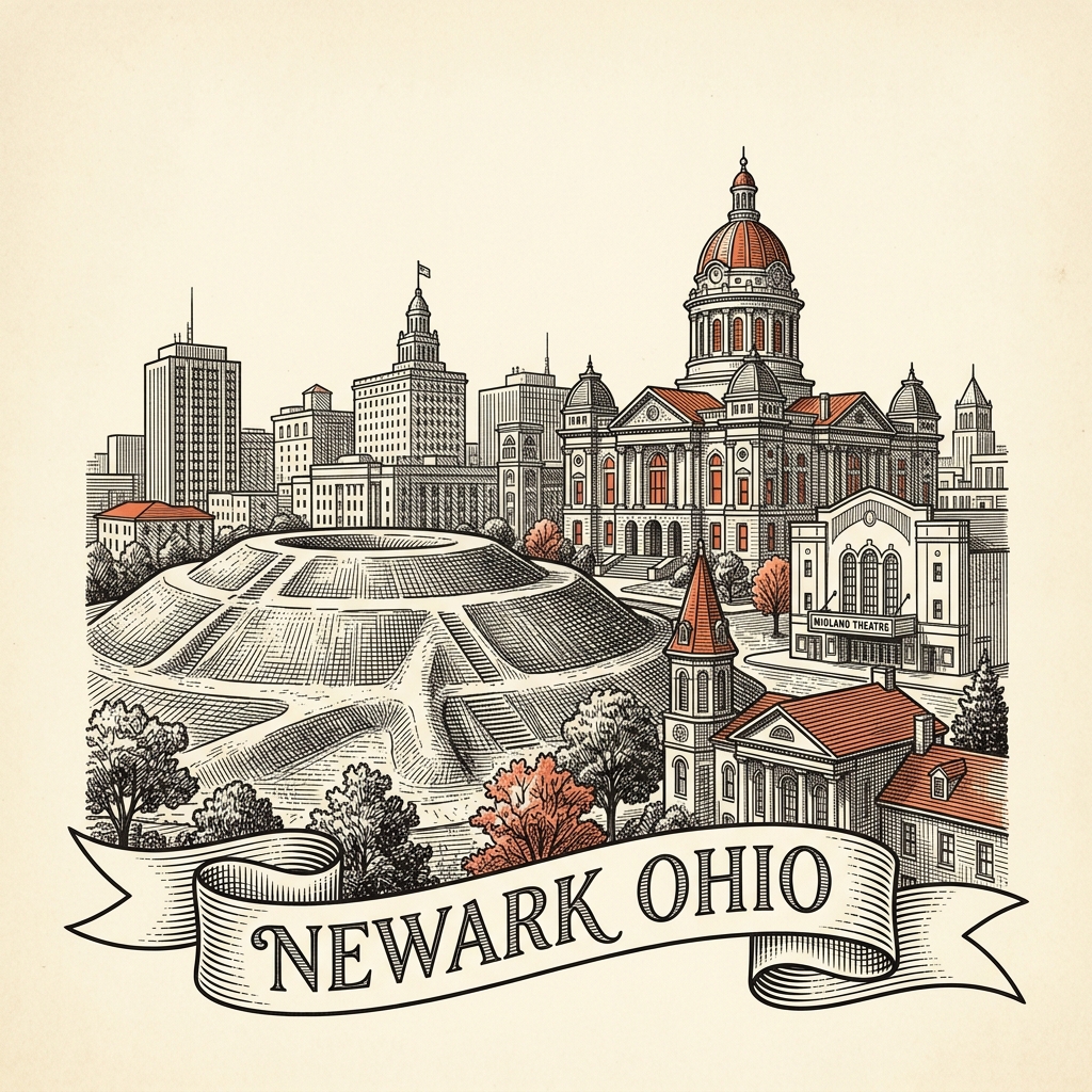 Engraved Newark OH city illustration – Official Translations certified translation services from $29.95 per page
