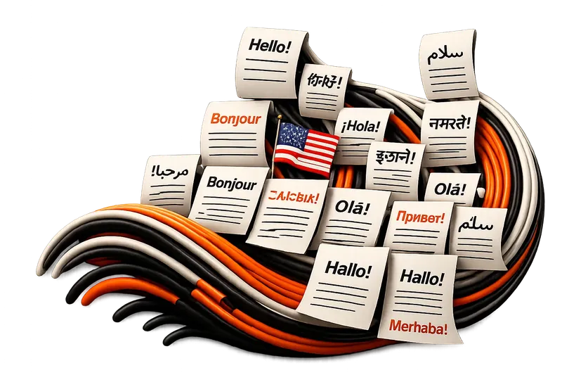 Certified document translation services with US flag theme